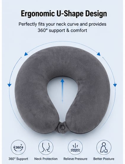 Memory Foam Neck Rest Pillow for Home,Office and Airplanes