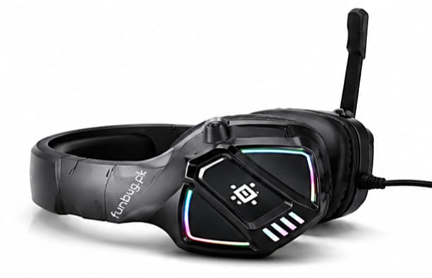 FunBug Pro Gaming Headset with RGB Lights, Noise Cancelling Mic, USB/3.5mm Plug - Comfortable Ear Cushions, On-Headset Audio Control.