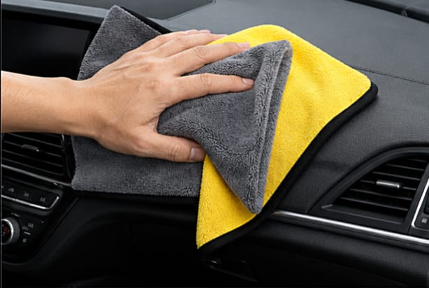 Microfiber Cleaning Cloth Towel 40x40cm 800GSM Dual Side Gray Yellow Fabric for Car Bike Kitchen Home Use Ultra Absorbent Quick Dry Soft Lint Free Reusable Washable Polishing Detailing Duster Wiping Rag
