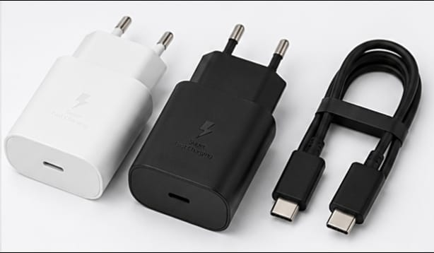Original Samsung 25W Super Fast Charger with cable And Without Cable.