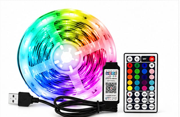 RGB Ambient Light Strip USB 5V LED 5050 Music Sync Flexible Tape Smart Home Lights Remote APP Control for Room TV DIY Decoration.