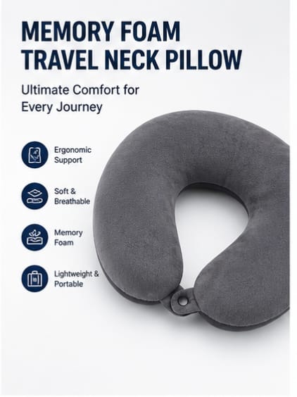 Memory Foam Neck Rest Pillow for Home,Office and Airplanes