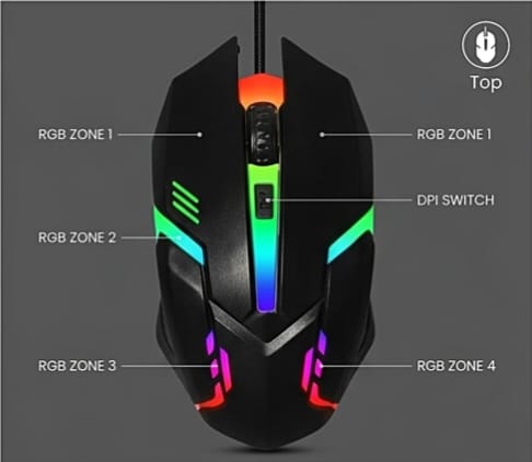 RGB Gaming Mouse with 7 light Wired Mouse For Laptop & Desktop Wired RGB Gaming Mouse USB Interface Optical Mute Mouse.