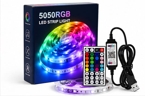RGB Ambient Light Strip USB 5V LED 5050 Music Sync Flexible Tape Smart Home Lights Remote APP Control for Room TV DIY Decoration.