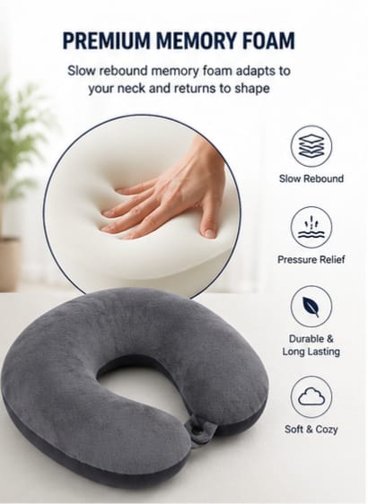Memory Foam Neck Rest Pillow for Home,Office and Airplanes