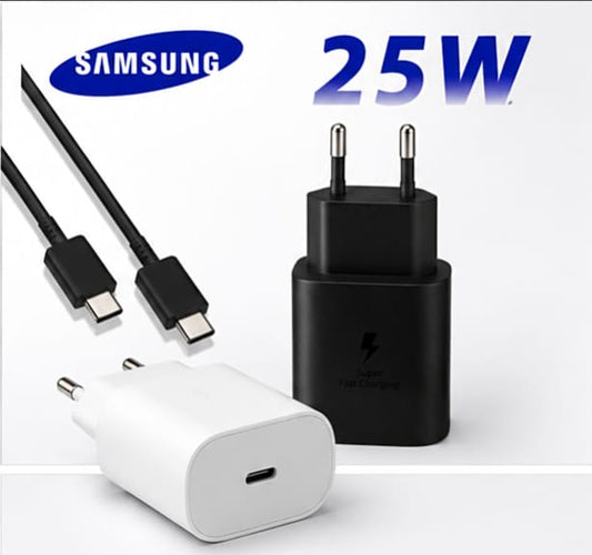 Original Samsung 25W Super Fast Charger with cable And Without Cable.
