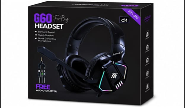FunBug Pro Gaming Headset with RGB Lights, Noise Cancelling Mic, USB/3.5mm Plug - Comfortable Ear Cushions, On-Headset Audio Control.