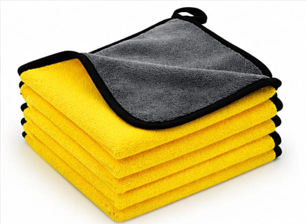 Microfiber Cleaning Cloth Towel 40x40cm 800GSM Dual Side Gray Yellow Fabric for Car Bike Kitchen Home Use Ultra Absorbent Quick Dry Soft Lint Free Reusable Washable Polishing Detailing Duster Wiping Rag