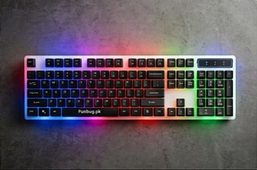 FunBug RGB Gaming Keyboard – Mechanical Feel Keyboard with FN Shortcuts, Waterproof Design, Rainbow Backlight – Gaming Key Board in Pakistan.
