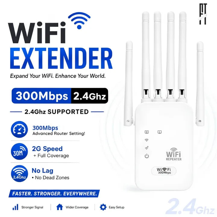 Wireless Fastest WiFi Extender 6Antennas 1200/300Mbps 2.4Ghz.